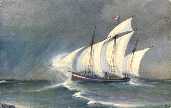 Artist Postcard Rave, Chr., Marine Gallery 286, French lugger, 1st half of the 19th century