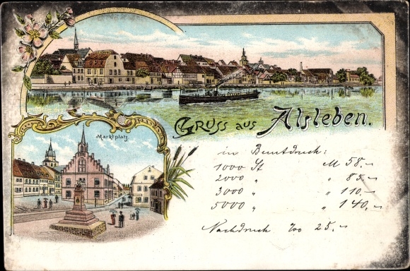 Litho Alsleben an der Saale, kavel op de Saale, marktplaats