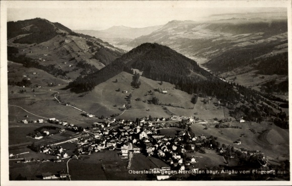 Postcard Oberstaufen in Allgäu, aerial photograph