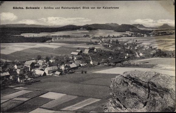 Postcard Reinhardsdorf Schöna in Saxony, view from the imperial crown