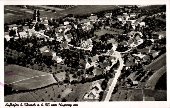 Postcard Aufhofen Schemmerhofen in Württemberg, aerial photo