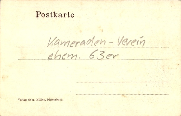 Postcard foundation festival November 29, 1905, comrade association former 63er