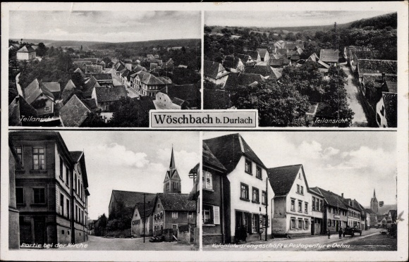 PC Wöschbach Pfinztal am Kraichgau, grocery store, church, partial views