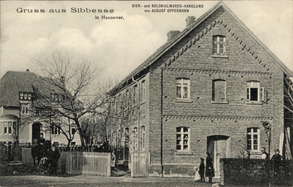 Postcard Sibbesse in Lower Saxony, beer and grocery store