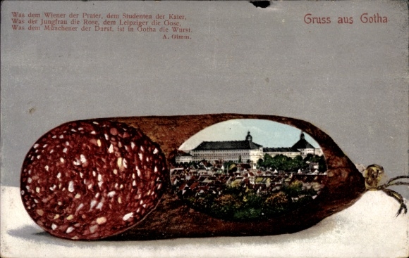 Passepartout Ak Gotha in Thüringen, Schloss Friedenstein, Wurst
