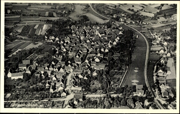 Postcard Ittlingen im Kraichgau, aerial photograph