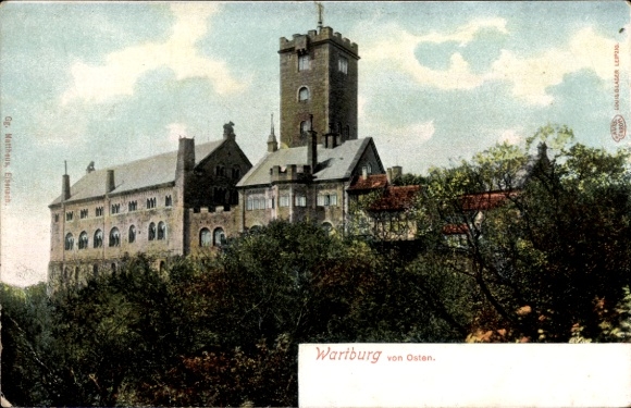 Postcard Lutherstadt Eisenach in Thuringia, Wartburg, view from the east