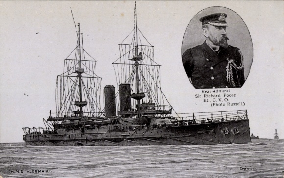 Ak Britisches Kriegsschiff, HMS Albemarle, Admiral Richard Poore