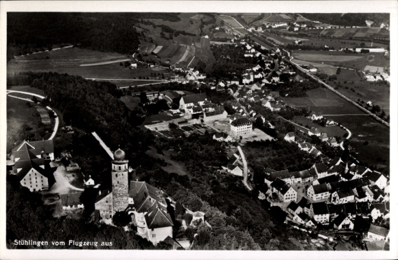 Postcard Stühlingen in the Black Forest Baden, from the plane