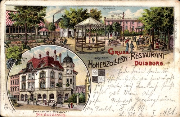 lito Duisburg w Zagłębiu Ruhry, restauracja Hohenzollern, plac zabaw