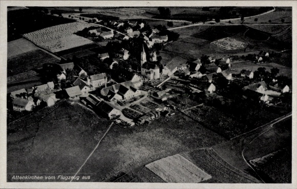 Postcard Attenkirchen in Upper Bavaria, aerial photograph