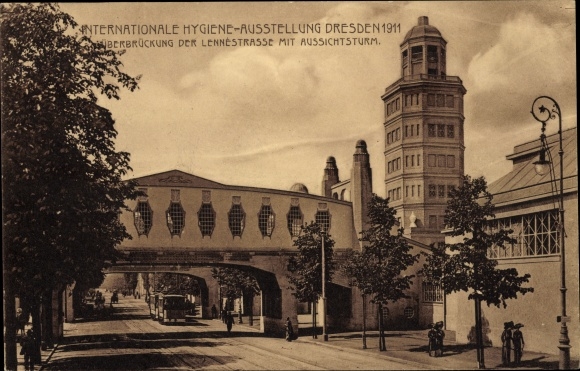 KP Drezno, Międzynarodowa Wystawa Higieny 1911, łącząca Lennestraße z wieżą widokową