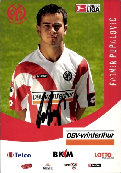 Autograph card footballer Fatmir Pupalovic, 1. FSV Mainz 05