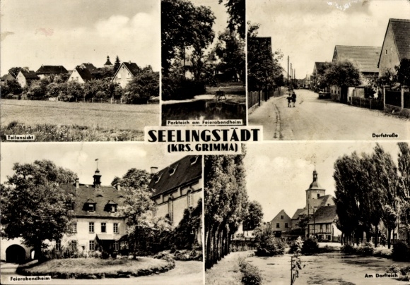 Ak Seelingstädt Trebsen an der Mulde Sachsen, Dorfstraße, Feierabendheim, Parkteich