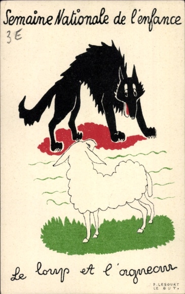 Artist Postcard National Children&#39;s Week, The Wolf and the Lamb