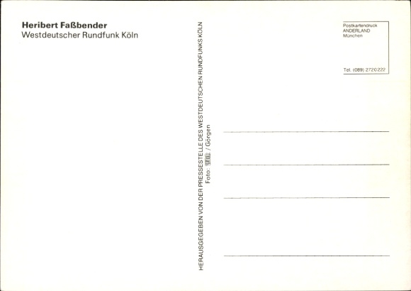 Postcard actor, journalist and presenter Heribert Faßbender, portrait, autograph