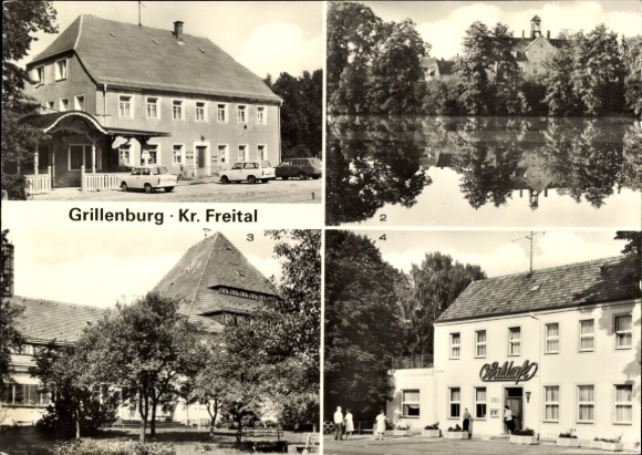 Postcard Grillenburg Tharandt Saxony, company holiday home, hunting lodge, VdN home, forest café, reflection...