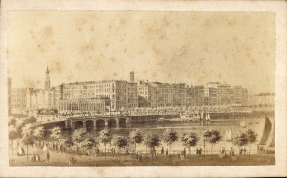 CdV Hamburg, Binnenalster, Jungfernstieg, Reesendamm-Brücke, Alsterdamm, Fotograf C. Gassmann