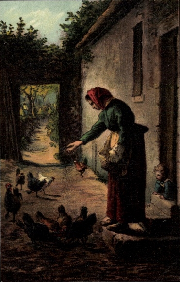 Artist PC Millet, Francois, feeding chickens