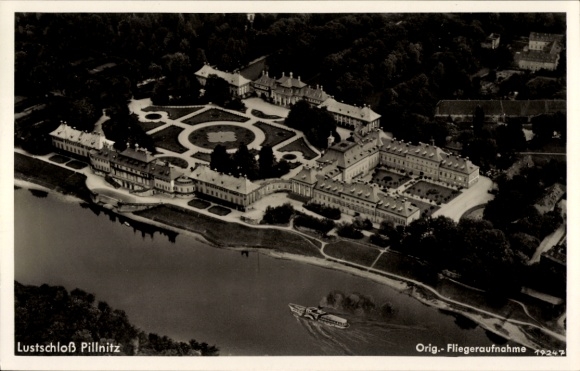 Postcard Dresden Pillnitz, Meixmühle in Friedrichsgrund, pleasure palace, aerial photograph