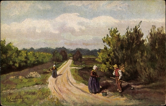 Artist PC Gerstenhauer, Johann Georg, Dutch motif, heath landscape, path