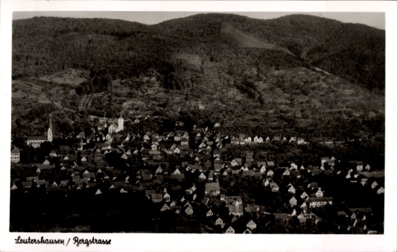 Postcard Leutershausen Hirschberg an der Bergstraße Baden, aerial photograph