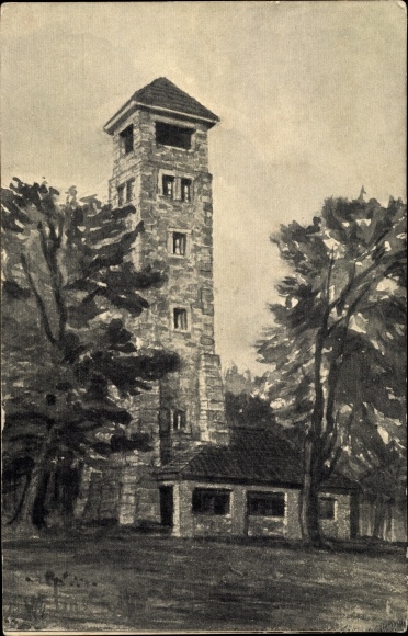 Künstler Ak Doerbecker, Kirchheim in Hessen, Borgmannturm auf dem Eisenberg