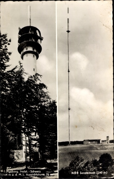 Postcard Schönwalde am Bungsberg in Ostholstein, observation tower, NDR transmission mast