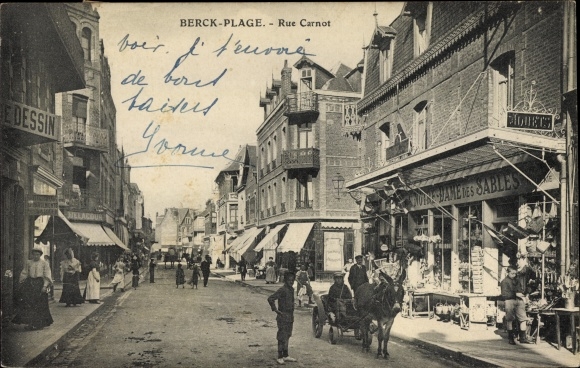Ak Berck Plage Pas de Calais, Rue Carnot, Notre Dame des Sables