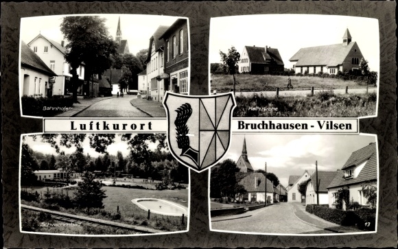 Coat of arms PC Bruchhausen Vilsen Lower Saxony, Catholic church, swimming pool, Bahnhofstrasse