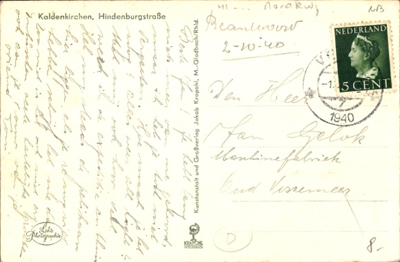Postcard Kaldenkirchen Nettetal on the Lower Rhine, Hindenburgstraße