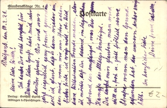 Postcard poem This is what Jesus' blood does, who helps the damage of sin...