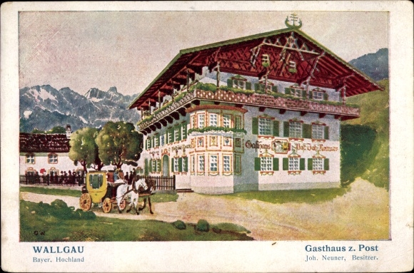 Artist PC Wallgau Oberbayern, Inn zum Post, exterior view