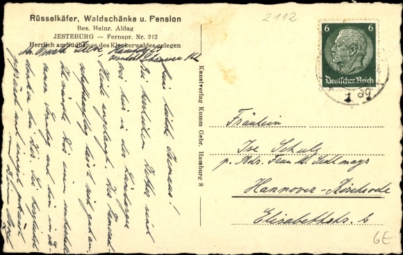 Postcard Jesteburg in the district of Harburg, forest tavern weevil, owner Heinr. Aldag