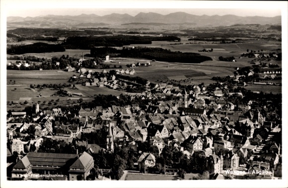 Postcard Wangen im Allgäu, aerial photograph