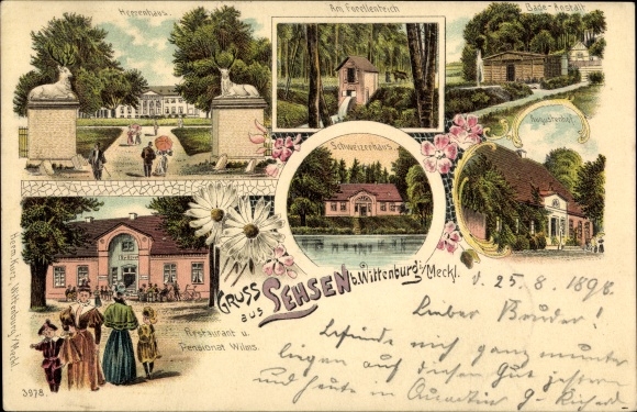 Chromo-Litho Lehsen Wittenburg in Mecklenburg, mansion, restaurant and boarding house, Swiss house