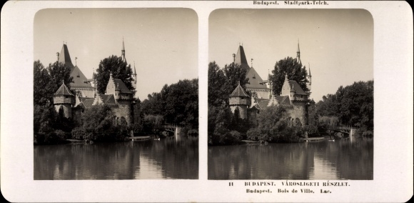 Stereo photo Budapest Hungary, 1906, City Park pond