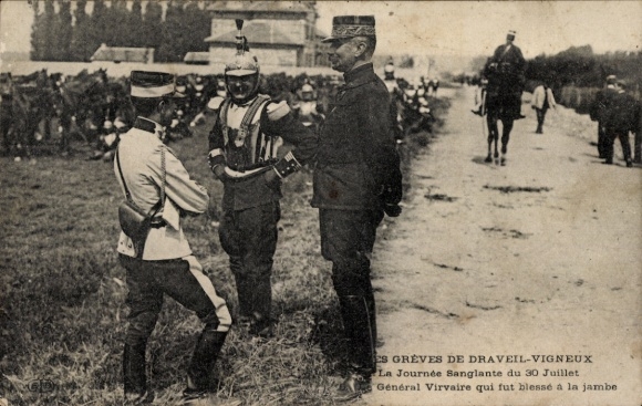 Postcard Draveil Essonne, The bloody day of July 30th, General Virvaire was wounded in the leg