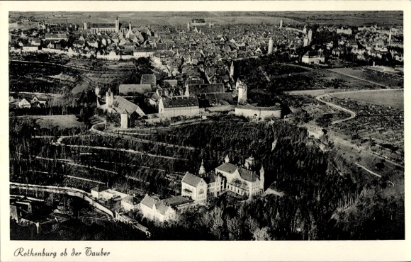 Ak Rothenburg ob der Tauber Mittelfranken, Gesamtansicht, Fliegeraufnahme