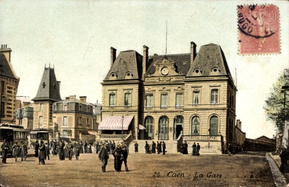 Postcard Caen Calvados, train station