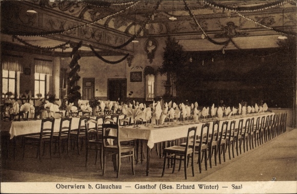 Postcard Oberwiera in Sachsen, inn, interior view