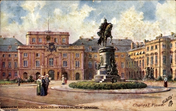 Artist Postcard Flower, C., Mannheim in Baden, Grand Ducal Palace, Kaiser Wilhelm Memorial, Tuck 637 B