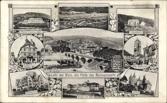 Postcard Lohr am Main Lower Franconia, view of buildings, nature, river landscape