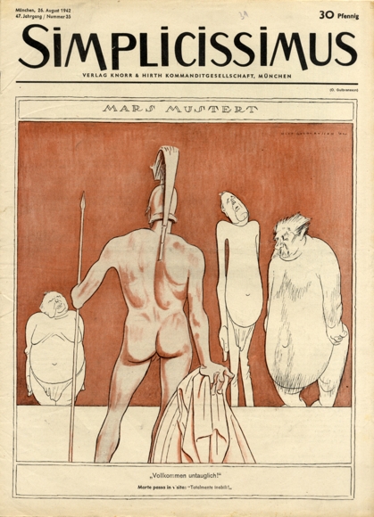 Simplicissimus Heft 35 August 1942 Karikatur Mars mustert O. Gulbransson Verlag Hirth