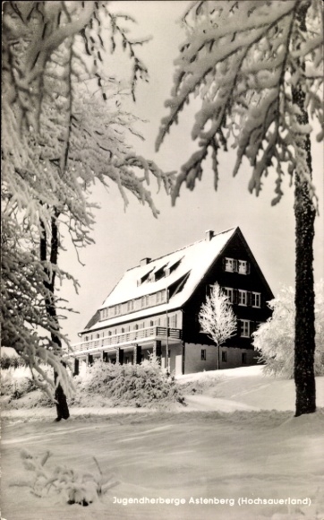 Postcard Winterberg in the Sauerland, Youth Hostel Astenberg