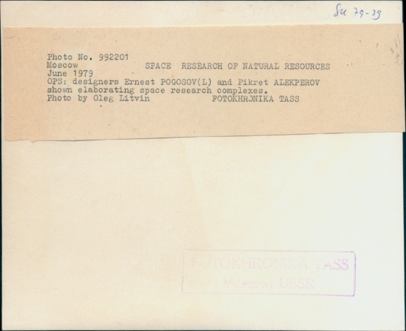 Photo Space Exploration of Natural Resources, Ernest Pogozov, Fikret Alekperov, June 1979