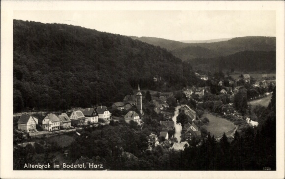 Postcard Altenbrak Thale in the Harz, general view, church