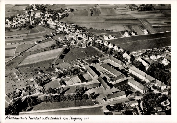 KP Triesdorf Weidenbach w Środkowej Frankonii, zdjęcie lotnicze, szkoła rolnicza