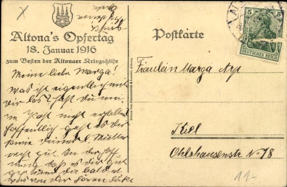 Artist Postcard Hamburg Altona Othmarschen, pond