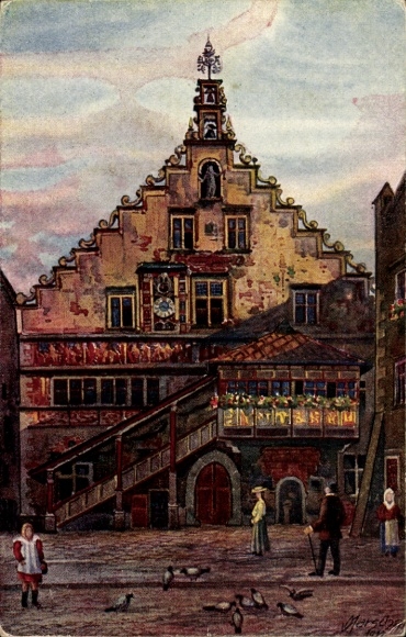 Artist Postcard Marschall, V., Lindau am Bodensee, Town Hall